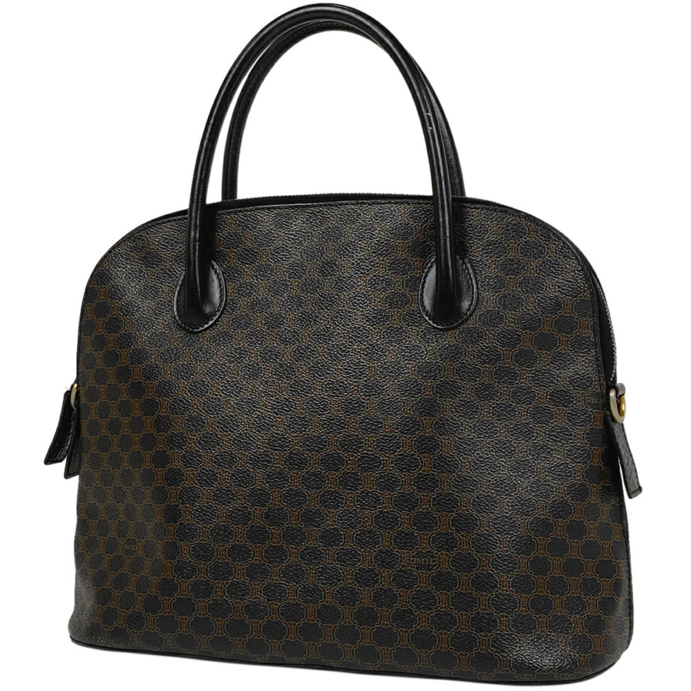Celine Macadam Handbag Canvas Black Brown